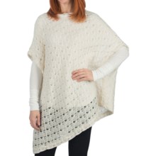 Dylan by True Grit Lurex® Cable Poncho Sweater - Asymmetric Hem (For Women) in Winter White - Closeouts
