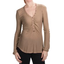 Dylan by True Grit Lurex® Vintage Henley Shirt - Long Sleeve (For Women) in Gold - Closeouts