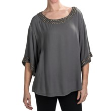 Dylan by True Grit Pailette-Trimmed Shirt - 3/4 Kimono Sleeve (For Women) in Flannel - Closeouts