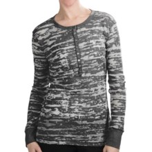 Dylan by True Grit Rib Camo Long Henley Shirt - Long Sleeve (For Women) in Black - Closeouts