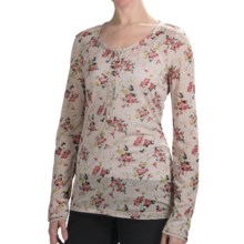 Dylan by True Grit Vintage Floral Henley Shirt - Rhinestone Buttons, Long Sleeve (For Women) in Oatmeal - Closeouts