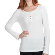 Dylan by True Grit Vintage Floral-Trim Henley Shirt - Thermal, Long Sleeve (For Women) in White - Closeouts