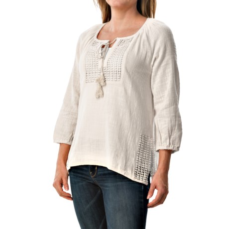 dylan Crochet Peasant Top 3/4 Sleeve (For Women)