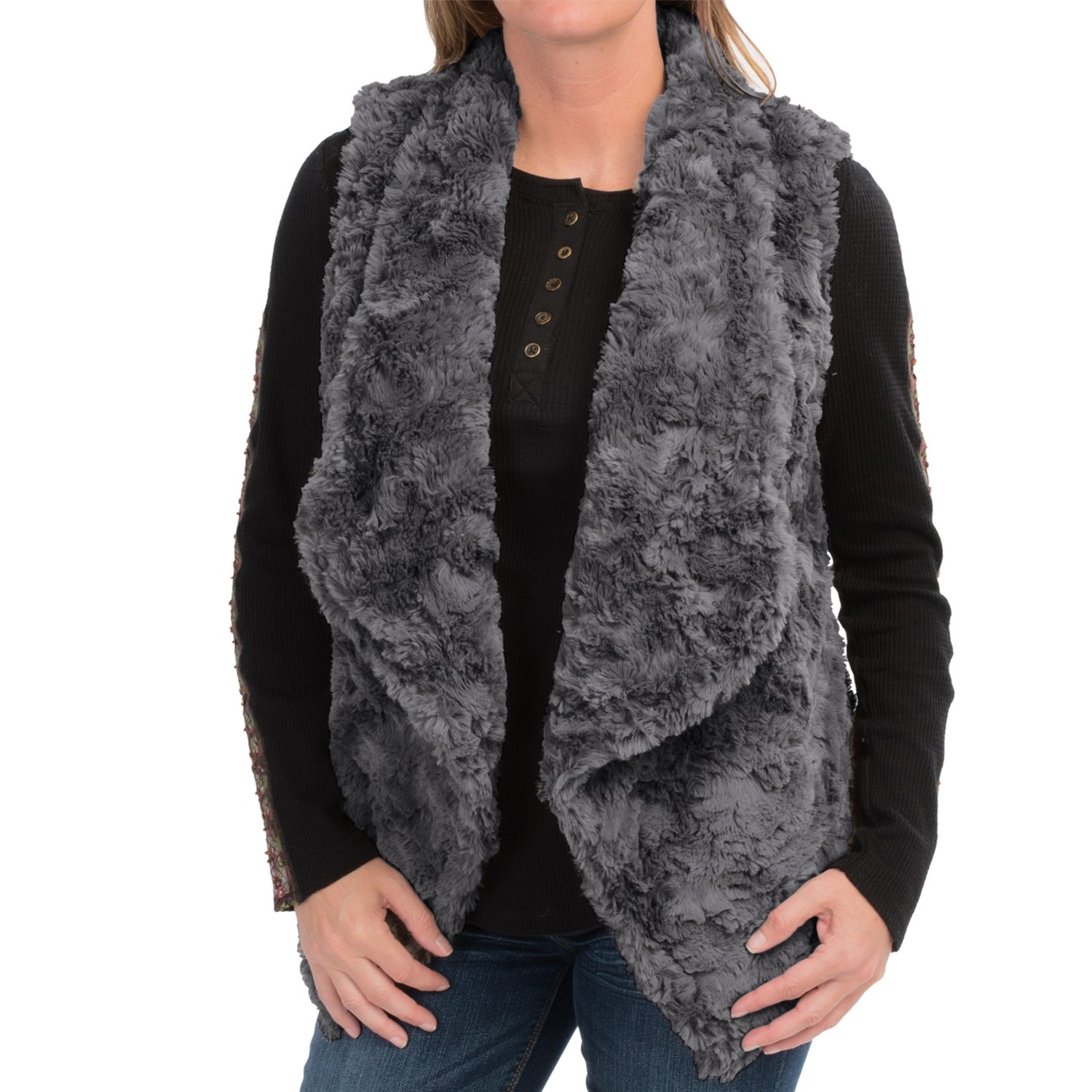 dylan Silky FauxFur Draped Vest (For Women) Save 90