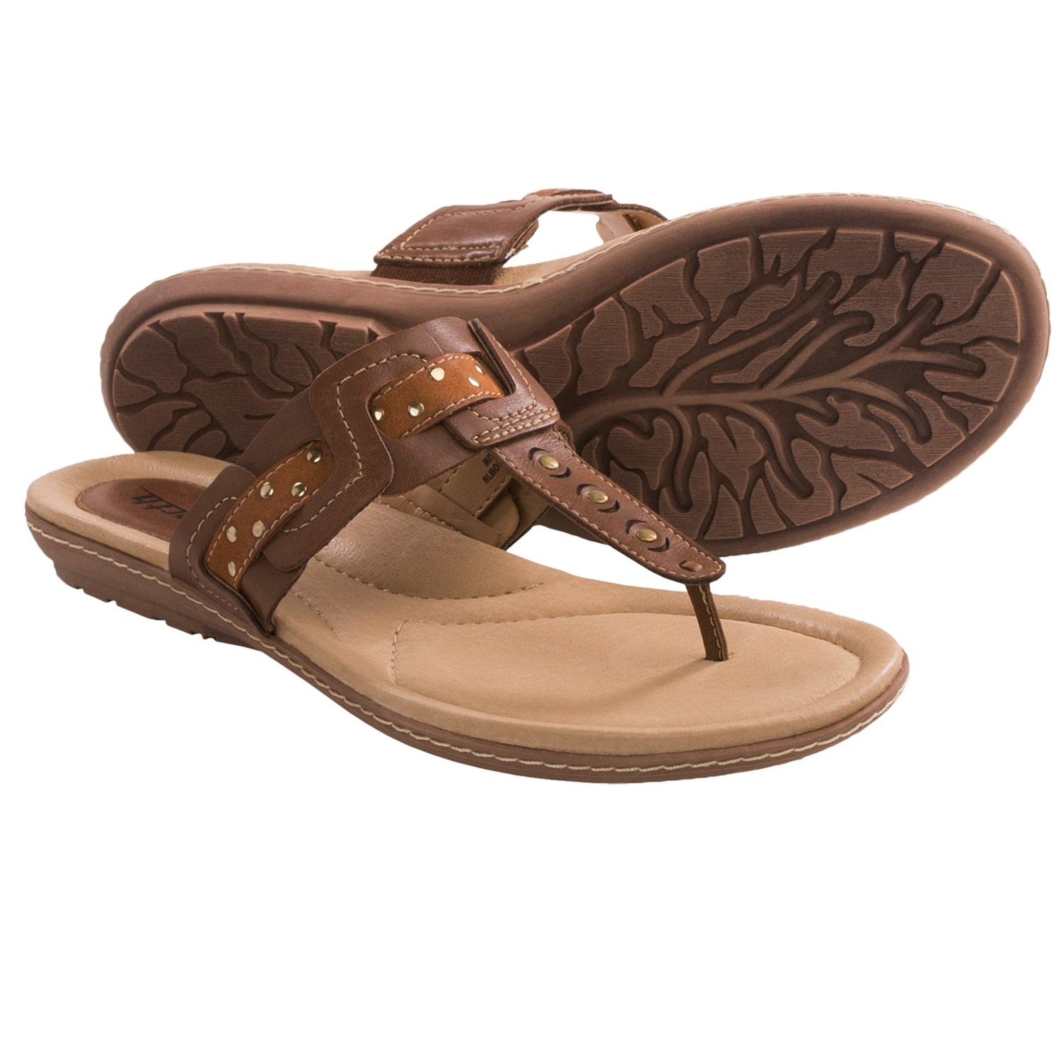 Earth Mist Thong Sandals (For Women) in Almond Calf