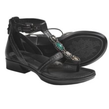 Earth Paprika Sandals - Leather, T-Strap (For Women) in Black Calf - Closeouts