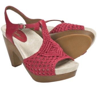 Earthies Amalfi Crochet Sandals - Platform (For Women) in Bright Red