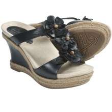 Earthies Bellini Sandals - Leather, Wedge (For Women) in Black Calf - Closeouts