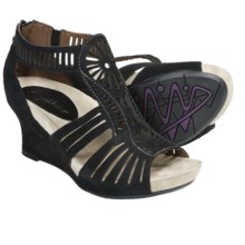 Earthies Carmona Sandals - Suede, Wedge Heel (For Women) in Black - Closeouts