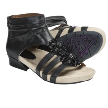 Earthies Eviya Gladiator Sandals - Leather (For Women) in Black Calf - Closeouts