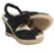 Earthies Javea Wedge Sandals - Suede (For Women) in Black