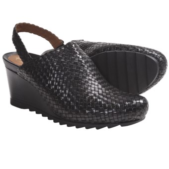 Earthies Katina Clogs - Woven Leather (For Women) in Black Calf