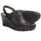 Earthies Katina Clogs - Woven Leather (For Women) in Black Calf