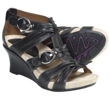 Earthies Lucia Too Wedge Sandals - Leather (For Women) in Black Leather - Closeouts