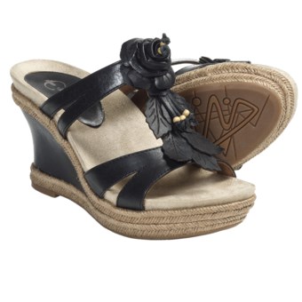 Earthies Semprini Wedge Sandals - Leather (For Women) in Black Calf