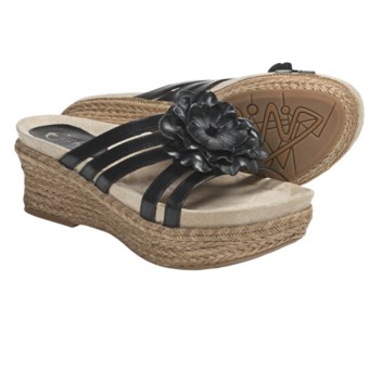 Earthies Valencia Wedge Sandals - Leather (For Women) in Black Calf