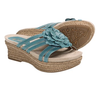 Earthies Valencia Wedge Sandals - Leather (For Women) in Teal Calf