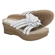 Earthies Valencia Wedge Sandals - Leather (For Women) in White Leather - Closeouts