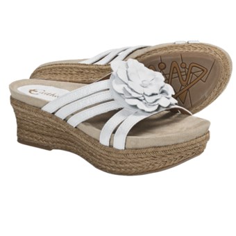 Earthies Valencia Wedge Sandals - Leather (For Women) in White Leather