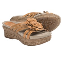 Earthies Valencia Wedge Sandals - Leather (For Women) in Yellow Calf - Closeouts