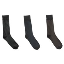 ECCO Cotton Tweed-Textured Dress Socks - Lightweight, 3-Pack (For Men) in Chocolate/Navy/Black - Closeouts