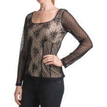 Elegant Lace Overlay Shirt - Long Sleeve (For Women) in Black - 2nds
