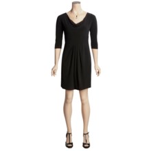 Eliza J Matte Jersey Drape Neck Dress - Tie Back, 3/4 Sleeve (For Women) in Black - Closeouts