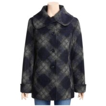 Ellen Tracy Argyle Car Coat - Wool Blend (For Women) in Navy - Closeouts