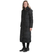 Ellen Tracy Maxi Hooded Down Coat - Ruffle Front Detail (For Women) in Black - Closeouts
