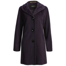 Ellen Tracy Outerwear Classic Kimono Sleeve Coat - Pleated Collar, Wool Blend (For Women) in Plum - Closeouts