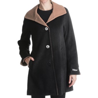 Ellen Tracy Outerwear Swing Coat - Wool Blend (For Women) in Black/Carmel
