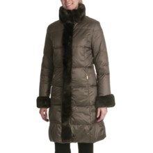 Ellen Tracy Outwear Quilted Down Coat - Faux-Fur Trim (For Women) in Brown - Closeouts