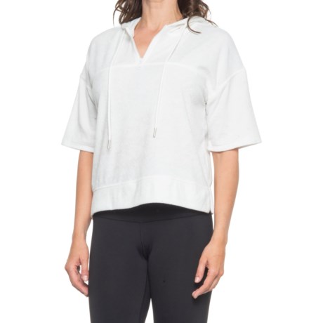 CandC California Elodie Hoodie - Zip Neck, Short Sleeve (For Women) - SNOW WHITE (XS )