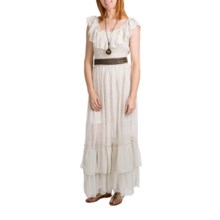 Embroidered Eyelet Maxi Dress - Antique White, Sleeveless (For Women) in Antique White - Closeouts
