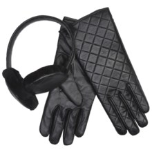 Emu Beechworth Earmuffs and Gloves Set - Sheepskin, Merino Wool (For Women) in Black - Closeouts
