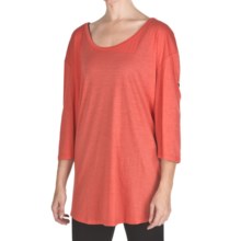 Emu Ningaloo Over-Sized Shirt - Merino Wool, Long Button-Tab Sleeve (For Women) in Coral - Closeouts