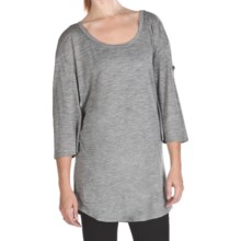 Emu Ningaloo Over-Sized Shirt - Merino Wool, Long Button-Tab Sleeve (For Women) in Grey Marle - Closeouts
