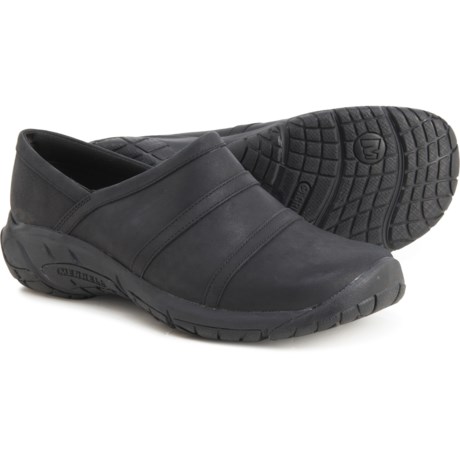 Merrell Encore Moc 4 Shoes - Leather, Slip-Ons (For Women) - BLACK (10 )