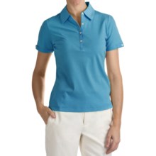 EP Pro Liquid Cotton Jersey Polo Shirt - Short Sleeve (For Women) in Turquoise - Closeouts