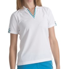 EP Pro Stripe Trimmed Tour-Tech Polo Shirt - Short Sleeve (For Women) in White Multi - Closeouts