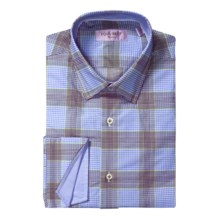 Equilibrio Gingham Plaid Sport Shirt - Egyptian Cotton, Long Sleeve (For Men) in Blue/Brown - Closeouts