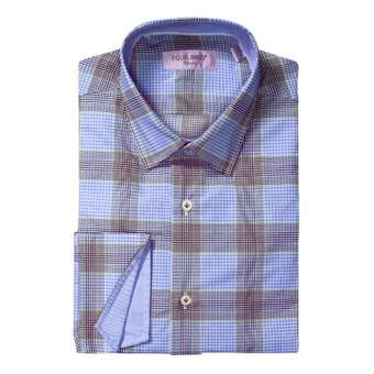 Equilibrio Gingham Plaid Sport Shirt - Egyptian Cotton, Long Sleeve (For Men) in Blue/Brown