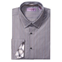 Equilibrio Satin Stripe Sport Shirt - Testa®, Long Sleeve (For Men) in Brown/White - Closeouts
