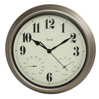 Equity by La Crosse Technology 15" Clock - Temperature and Humidity Display in Silver