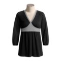 Two-Tone Knit Tunic Shirt - ¾ Sleeve (For Women)