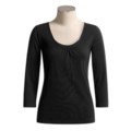 Shirred Scoop Neck Shirt - ¾ Sleeve (For Women)
