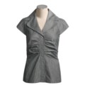 Eye Striped Cotton Shirt - Short Sleeve (For Women)