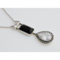 Judith Jack Pendant Necklace - CZ, Marcasite and Onyx