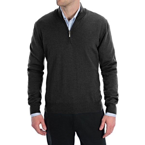 Toscano Zip Mock Neck Sweater - Merino Wool (For Men)