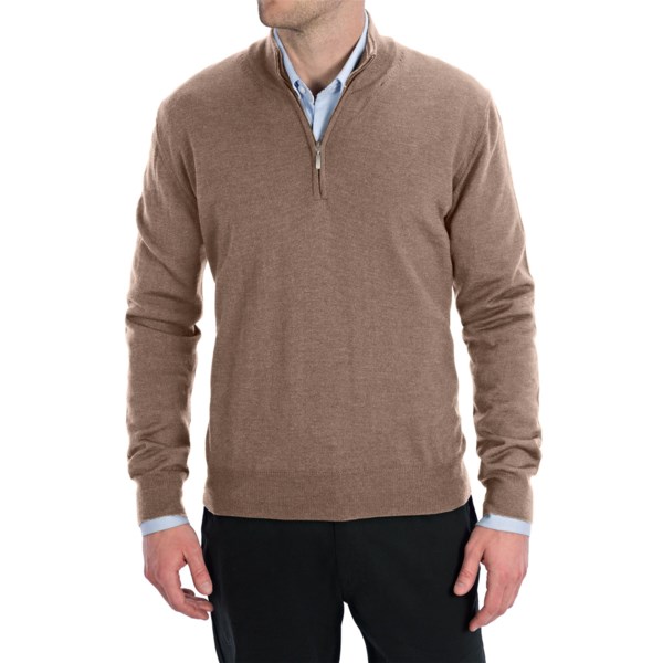 Toscano Zip Mock Neck Sweater - Merino Wool (For Men)